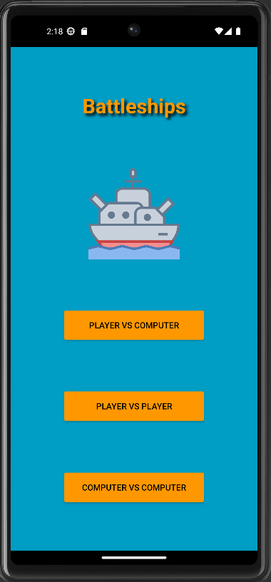 A screenshot of the battleships mobile app