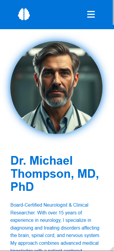 A screenshot of a Medical Portfolio on mobile
