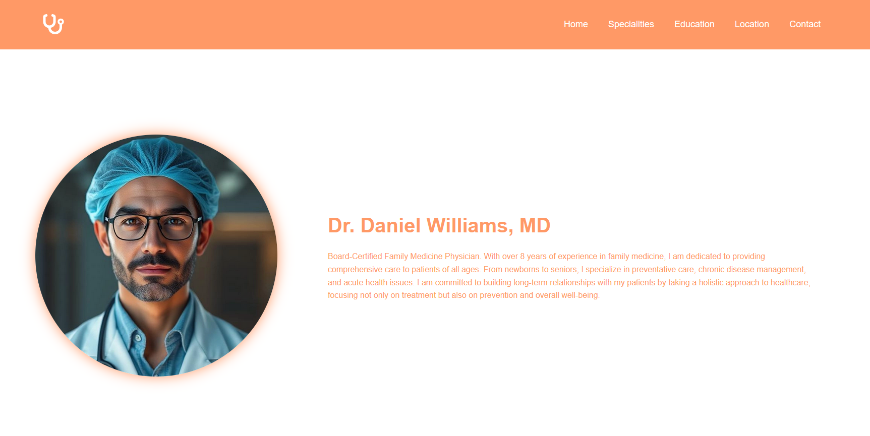 A screenshot of a Medical Portfolio on desktop