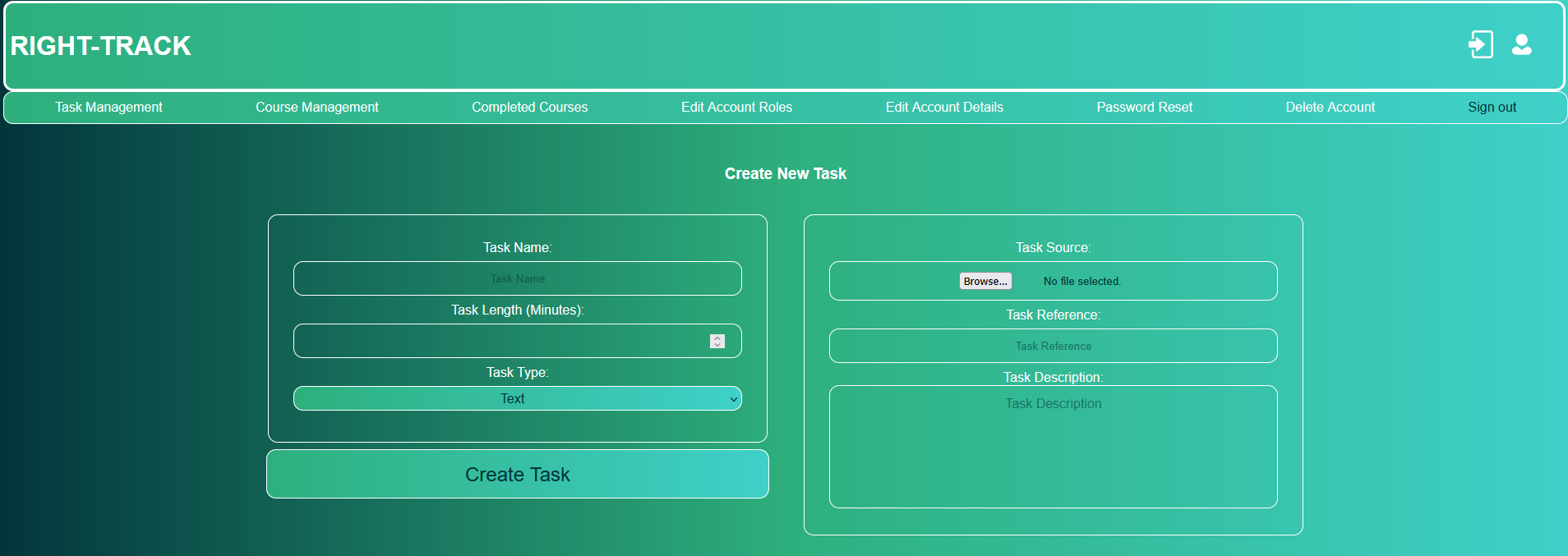 A screenshot of the right-track new tasks